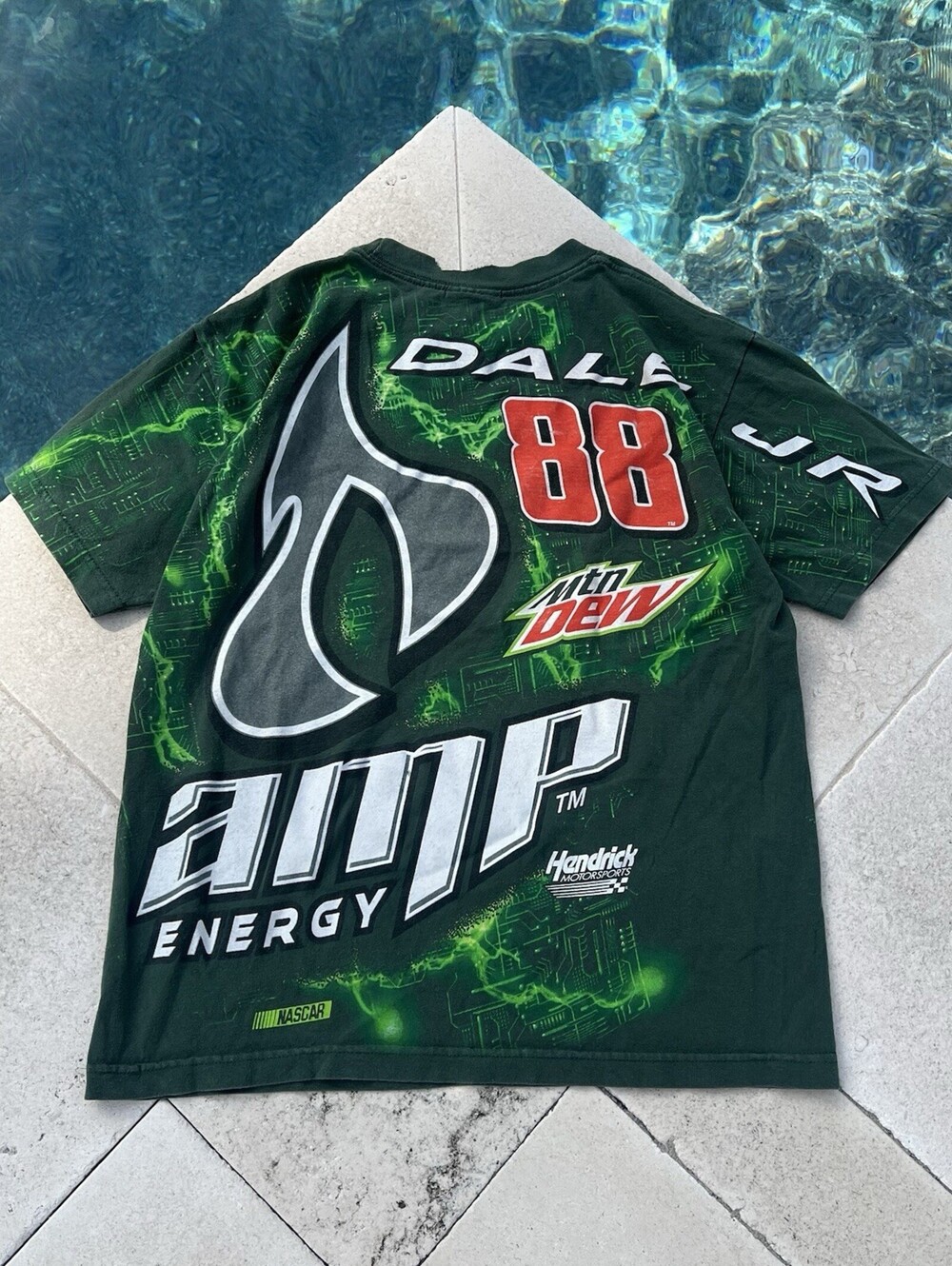 VTG NASCAR Dale Earnhardt T Shirt Men Medium Green #88 Amp Energy Mtn Dew Y2K